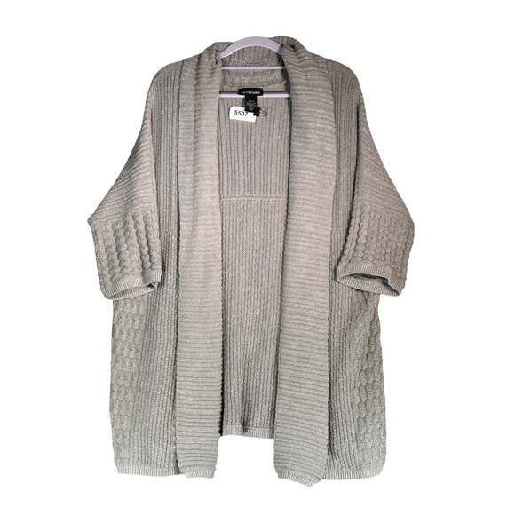 Lane Bryant Cardigan Sweater Womens Size 22 24 Gray Silver Knit Metallic Open - Picture 1 of 8